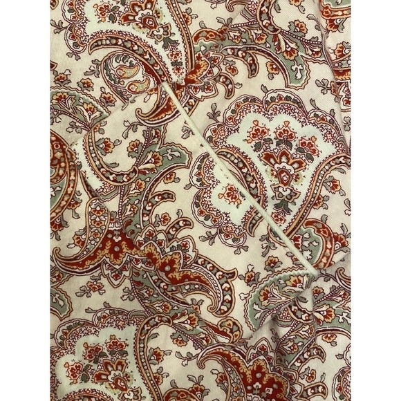 Ralph Lauren Cotton Gown Paisley Print Cream Red Green Women’s Medium Button - Picture 3 of 3